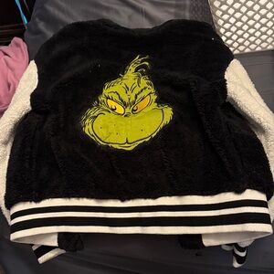 Grinch Fleece Jacket with Black and White Stripes